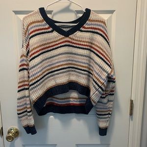 Ladies cropped striped sweater